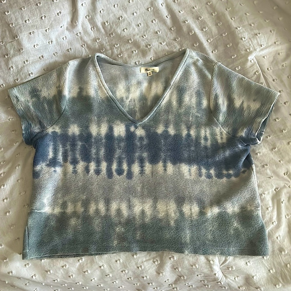 Madewell Ottoman Jacquard V-Neck Setlist Boxy Top in Tie Dye